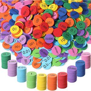Place Value Disks 10 Values Counting Chips Math Manipulatives 1000 Pieces